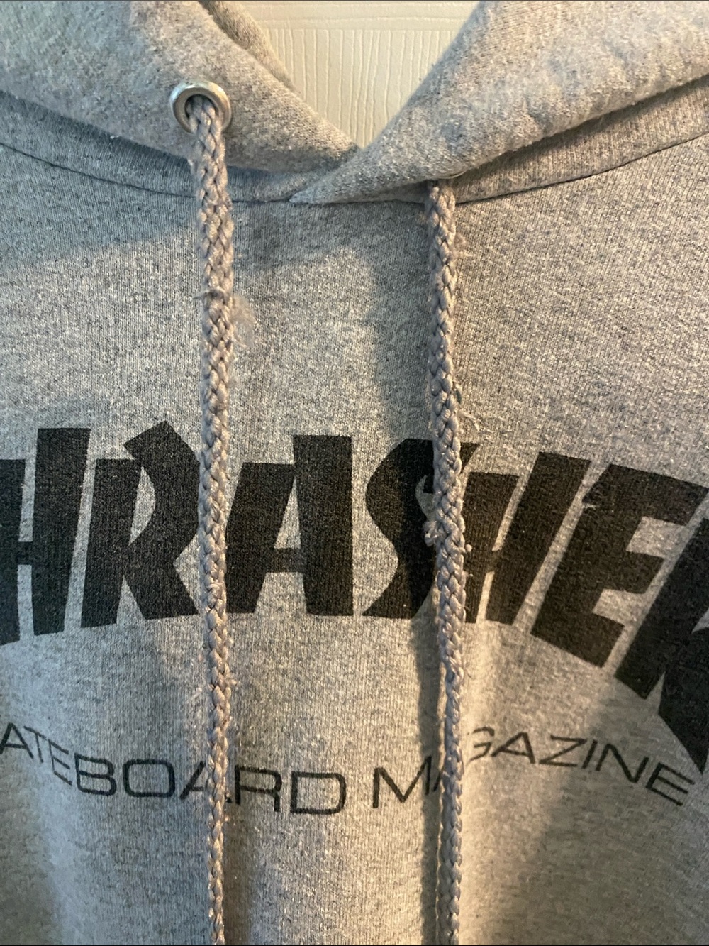 Thrasher Gray Logo Hoodie - Light Gray with Black Print - Picture 3 of 5